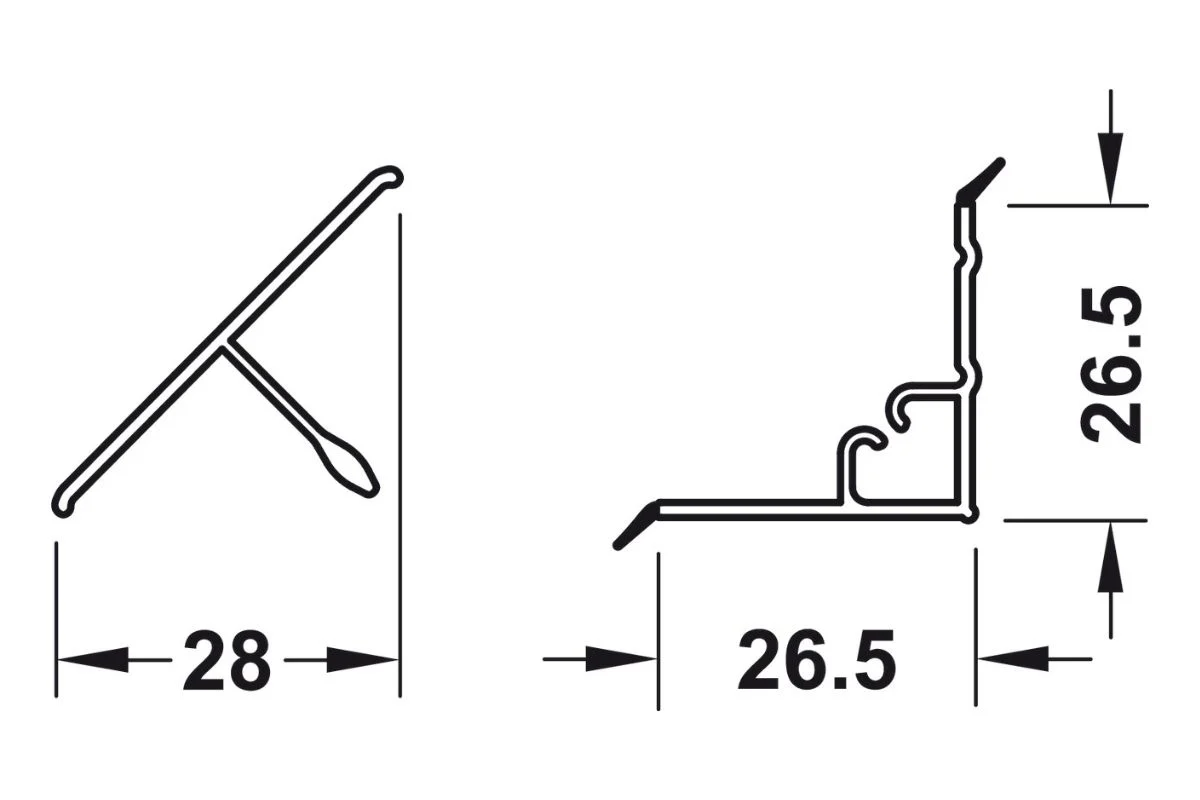 Inaltator blat triunghiular 30x30 mm, 4 m, alb mat [1]