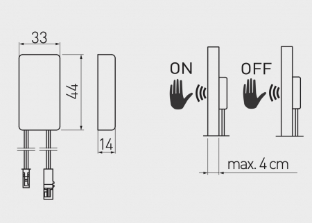 Intrerupator ascuns pentru banda led, cu senzor, cablu 1.5 m inclus [2]
