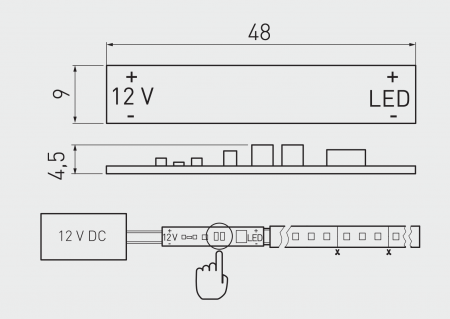 Intrerupator cu senzor pentru banda led cu montaj in profil, cablu 2 ml inclus [2]