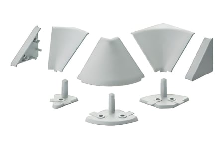 Plinta & inaltator blat - Kit accesorii inaltator blat triunghiular 30x30 mm, alb mat