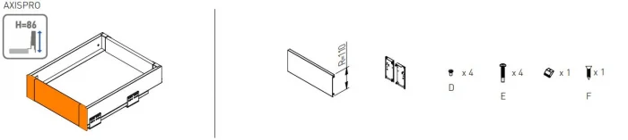 Kit sertar interior AxisPro H86 mm, negru [2]