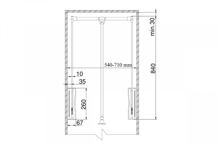 Lift umerase reglabil 540-710 mm, negru mat [1]
