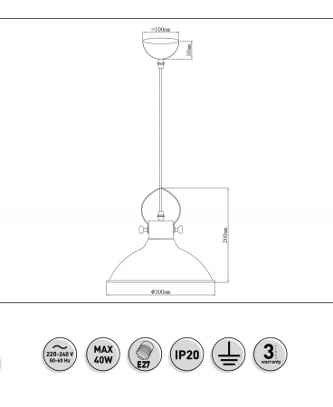Lustra MEES 30 cm, E27, alb mat [2]