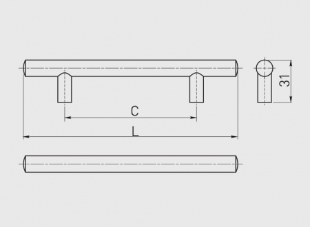 Maner mobila 128 mm, cupru antic, bara plina [3]