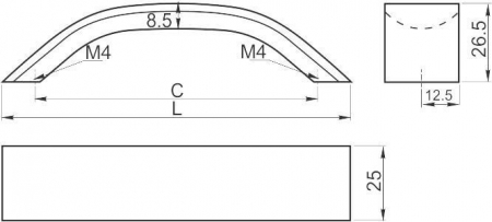 Maner mobila UA-337 128 mm, negru mat [1]