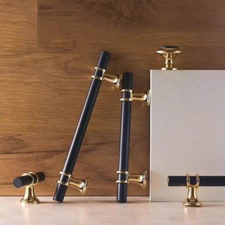 Maner mobila ZA015 128 mm, negru + auriu [5]