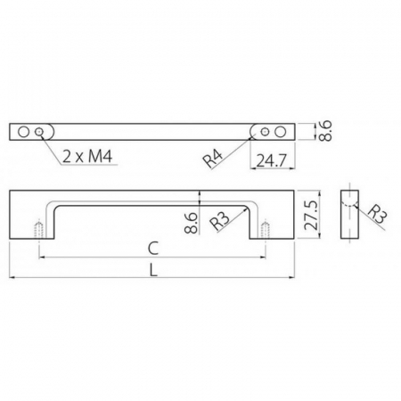 Maner mobila ZAMAK 128 mm, inox [2]