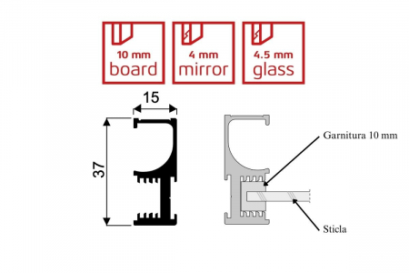 Maner OXFORD usa sticla dressing, 10 mm, 2.7 m, gri [1]