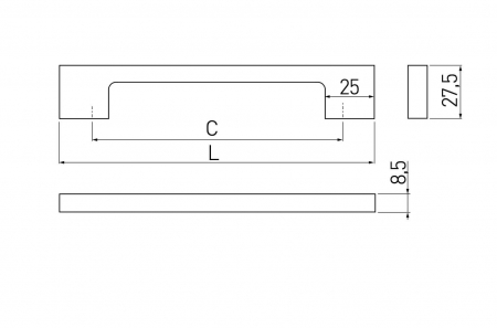 Maner mobila ZAMAK 128 mm, alb mat [1]