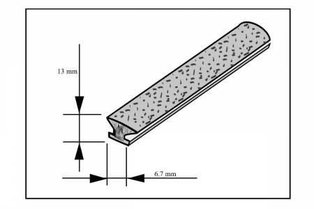 Perie praf autoadeziva 6.7 x 13 mm, gri - 1 m [1]