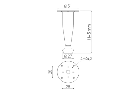 Picior mobila ajustabil BD-03 H100 mm, satin [1]