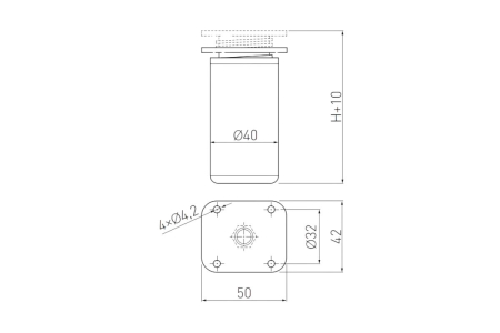 Picior mobila DAK-27 H80 mm, 40x40 mm, negru mat [2]