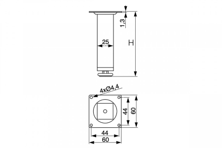 Picior mobila GS26 metalic, negru mat [1]