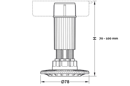 Picior mobila reglabil AXILO 78, plastic, negru [1]