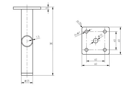 Picior mobila RONDA SIMPLE H150 mm, negru mat [6]