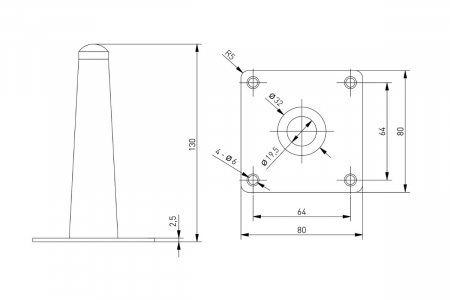 Picior mobila SPIRE H130 mm, negru mat [2]