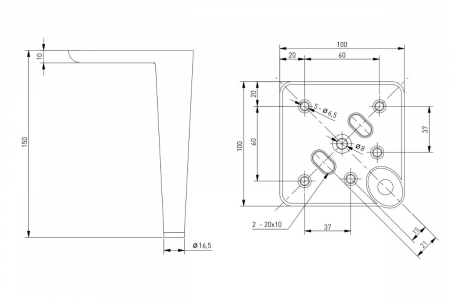 Picior mobila SQUARE H150 mm, negru mat [4]