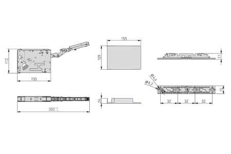 Piston de ridicare HORIZON putere 1100 - 2250, greutate front 2.8 - 7 kg, inaltime front 300 - 650 mm, antracit [3]