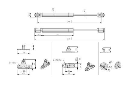 Piston (telescop) gaz coborare usi mobilier, gri [3]
