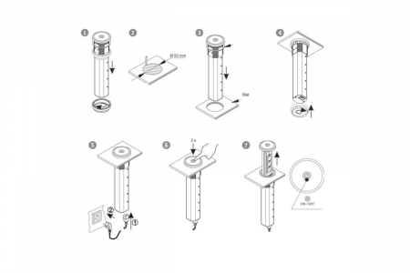 Priza Automatic Lift Box, 3xShuko, USB A + C, cablu 2 m, gri [7]