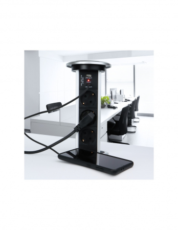 Priza Automatic Lift Box, 3xShuko, USB A + C, cablu 2 m, gri [4]