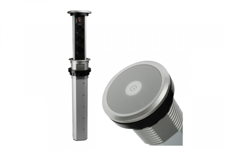 Priza Automatic Lift Box, 3xShuko, USB A + C, cablu 2 m, gri [3]