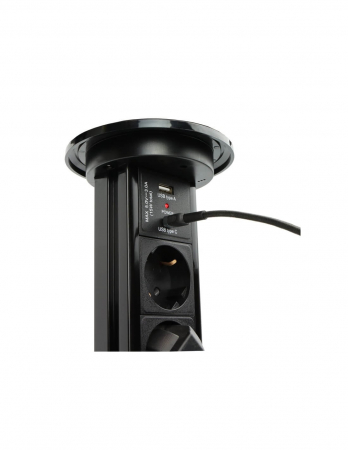 Priza Automatic Lift Box, 3xShuko, USB A + C, cablu 2 m, negru [2]