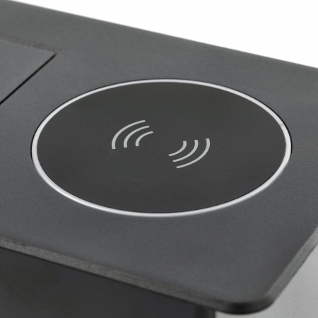 Priza incorporabila AVARO PLUS 1xSCHUKO, USB A+C, incarcare WIRELESS, cablu 1.5 ml, negru [1]