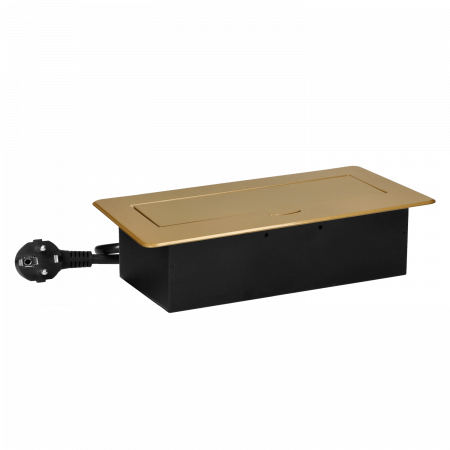 Priza incorporabila dreptunghiulara 2 x Schuko, USB A + C, 3.6 A, cablu 1.5 m, auriu [4]