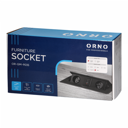 Priza incorporabila dreptunghiulara 2 x Schuko, USB A + C, 3.6 A, cablu 1.5 m, auriu [6]