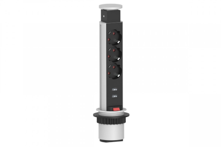 PRIZE INCORPORABILE IN BLAT - Priza incorporabila ELEKTRIMA 3 x Schuko, 2 x USB A, 60 mm, gri