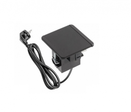 Priza incorporabila FLIP Schuko, 2xUSB-A 12W, HDMI, RJ45 Cat.6, negru mat [1]