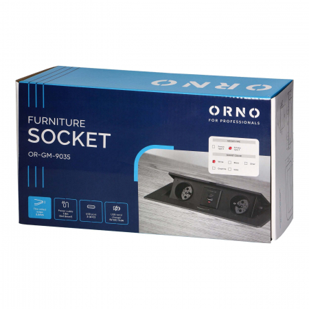 Priza incorporabila in blat 2 x Schuko, USB A + C, 3.6 A, cablu 1.5 m, alb [6]