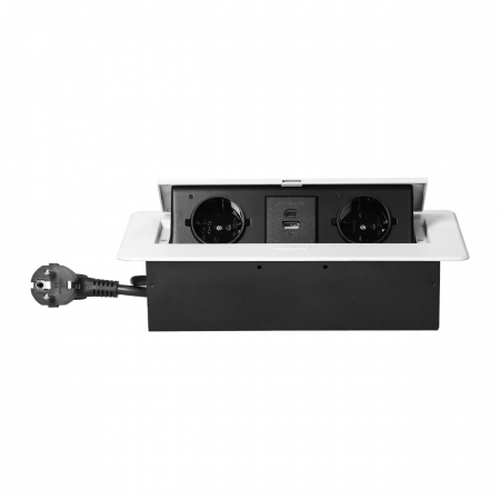 Priza incorporabila in blat 2 x Schuko, USB A + C, 3.6 A, cablu 1.5 m, alb [2]