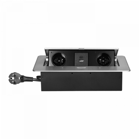 Priza incorporabila in blat 2 x Schuko, USB A + C, 3.6 A, cablu 1.5 m, gri [2]
