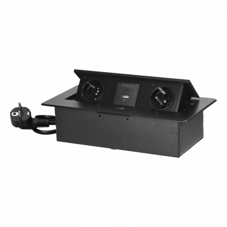 Priza incorporabila in blat 2 x Schuko, USB A + C, 3.6 A, cablu 1.5 m, negru [1]