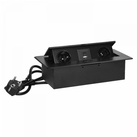 Priza incorporabila in blat 2 x Schuko, USB A + C, 3.6 A, cablu 1.5 m, negru [0]