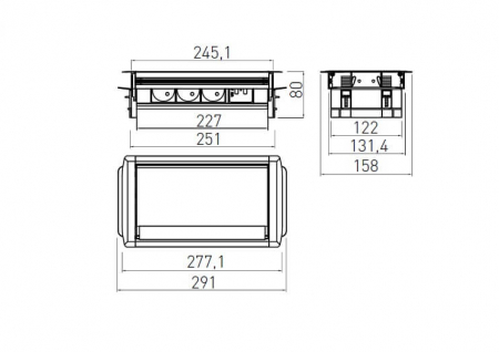 Priza incorporabila in blat BKS 3xShuko, 2xUSB cablu 1.5 ml inclus, gri [2]