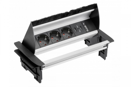 Priza incorporabila in blat BKS 3xShuko, 2xUSB cablu 1.5 ml inclus, gri [1]