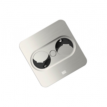 Priza incorporabila in blat patrata TWIST2, 2xSchuko, cablu 2 m inclus, inox [1]