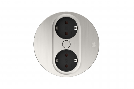 Priza incorporabila in blat rotunda TWIST 2, 2xSchuko, cablu 2 ml inclus, inox [2]