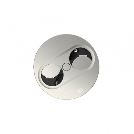 Priza incorporabila in blat rotunda TWIST 2, 2xSchuko, cablu 2 ml inclus, inox [1]