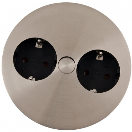 Priza incorporabila in blat TWIST 2S, 2xSchuko, cablu 2 m inclus, inox [1]