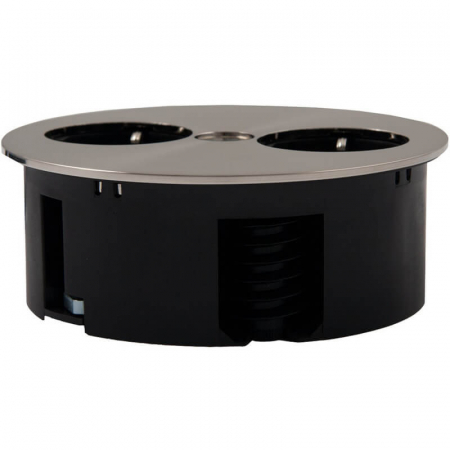 Priza incorporabila in blat TWIST 2S, 2xSchuko, cablu 2 m inclus, inox [2]