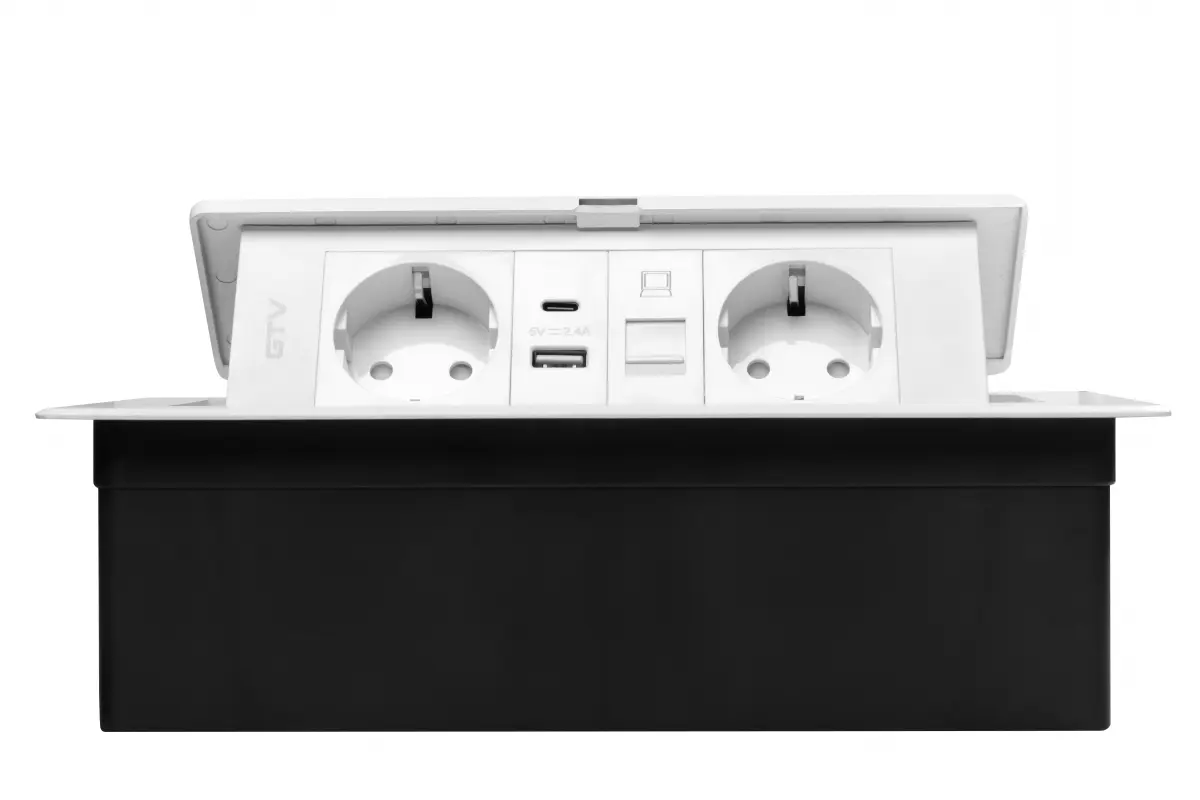 Priza incorporabila MULTISOFT 2 x Schuko, USB A + C, RJ45, cablu 1.5 m, alb mat [6]