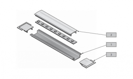 Profil aluminiu incastrat banda led GLAX, 3 ml, alb mat [5]