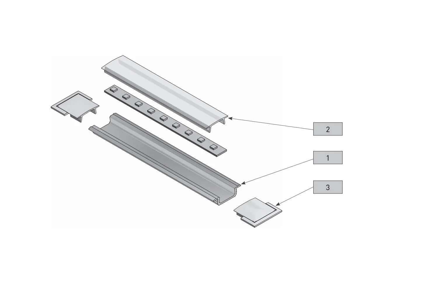 Profil incastrat banda LED GLAX, 2 m, champagne [1]