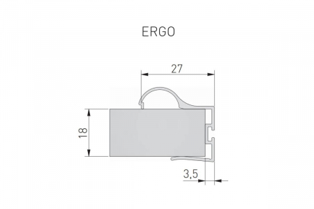 Profil maner aluminiu ERGO usa culisanta, 2.7 ml, pal 18 mm, negru mat [1]