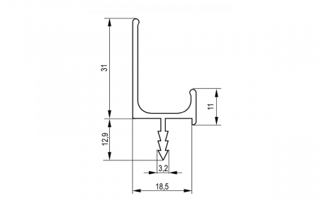 Fogantyú profil J FE2, 3 m, matt fekete [1]