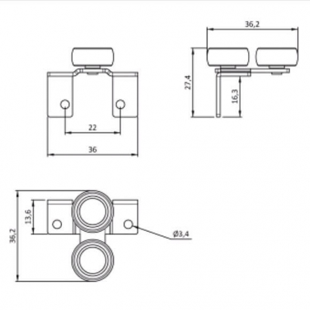 Rola culisare superioara PG-18, 50 kg, pal 18 mm - set 2 buc [1]